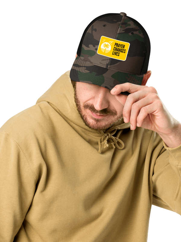 Sunset Serenity Camo Trucker Hat | Prayer changes lives product image (2)