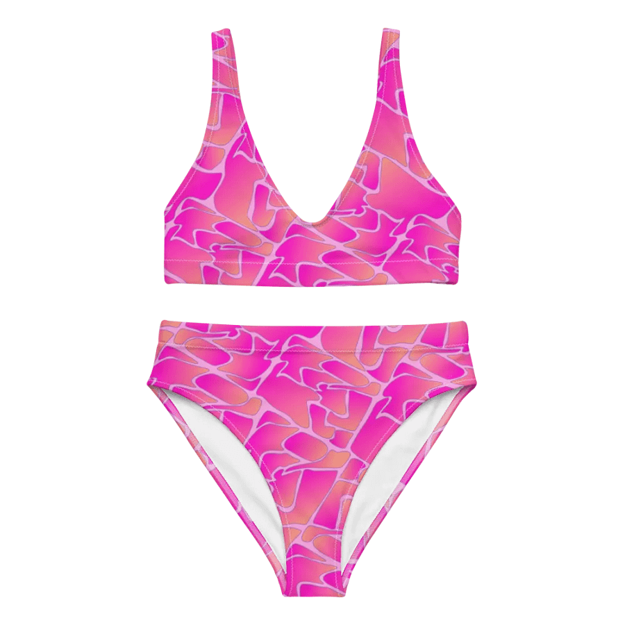 Crazy Paving Pink Pattern High Waisted Bikini product image (3)