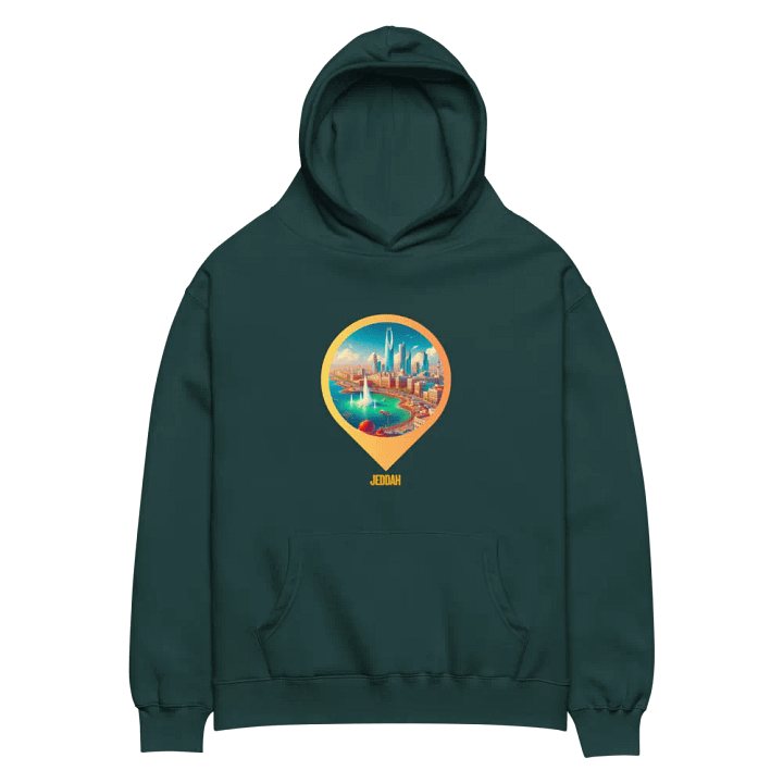 Cityscape Pin Art Oversized Hoodie | AI Design Jeddah city product image (2)