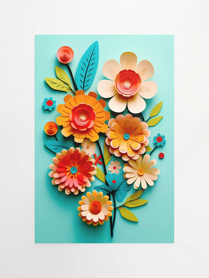 Vibrant Quilled Paper Garden Artwork: Colorful Floral Wall Decor Matte Poster product image (2)