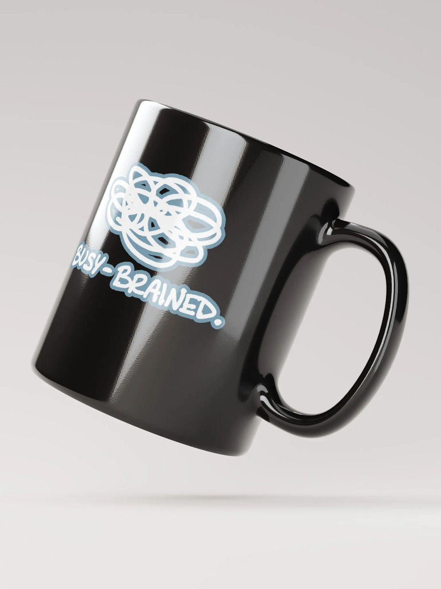 *not* mentally linear (lined design, #709AAF) glossy black mug product image (9)