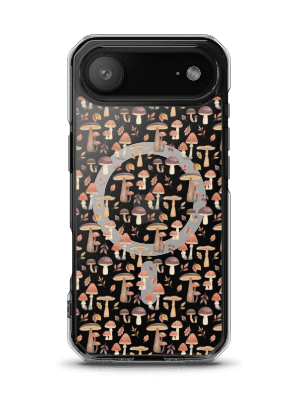 MagSafe® clear case for iPhone the mushroom haven. Autumn cottagecore mushroom design product image (2)