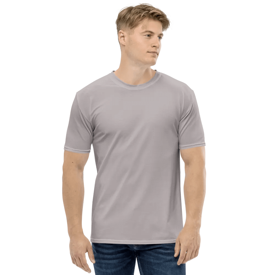 Plain Gray True Summer Men's Crewneck Polyester Heavyweight Premium T-Shirt by Treasure Pie product image (4)