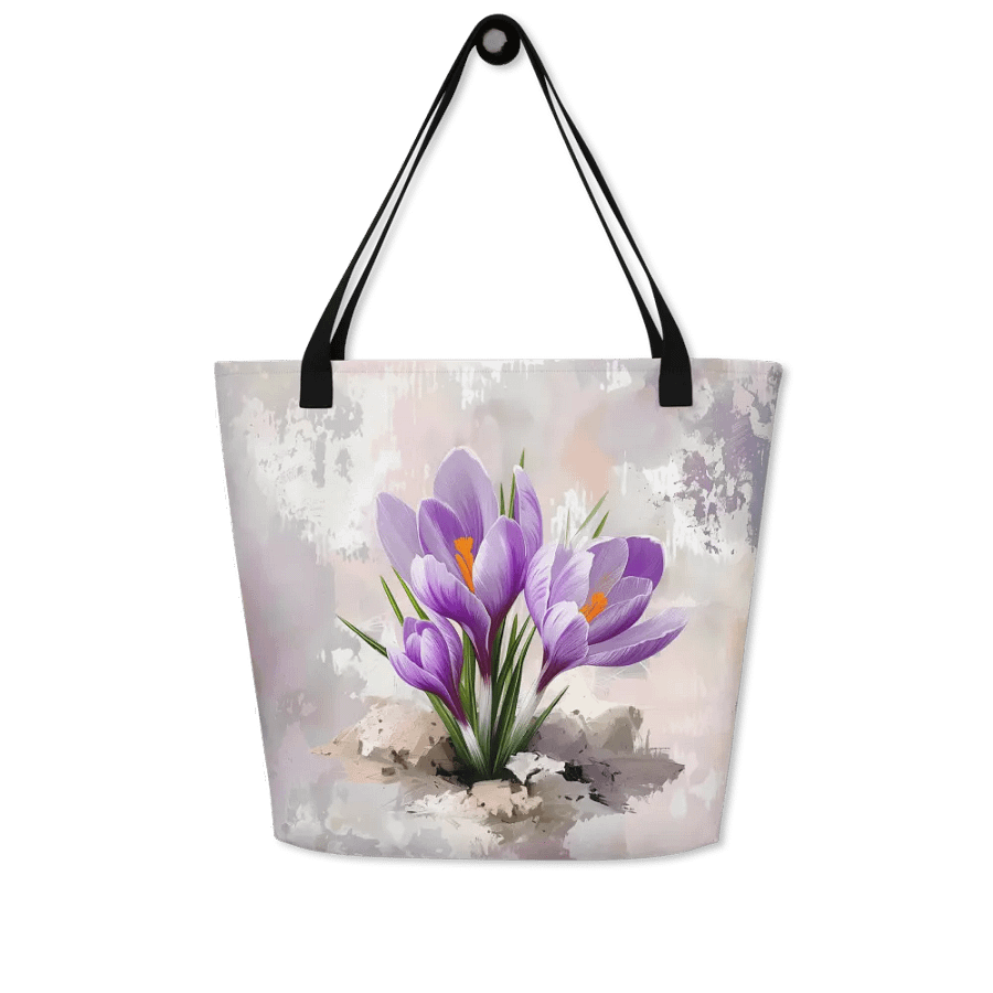 Tote Bag: Vintage Purple Crocus Flowers Floral Design product image (7)