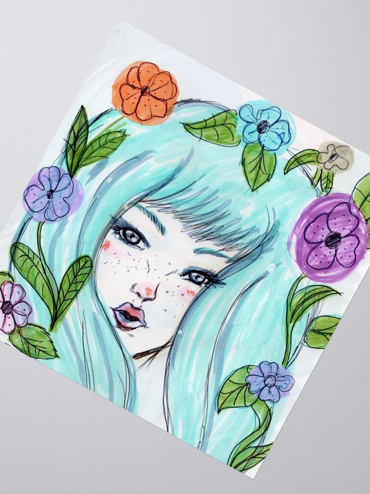 Blue Flowers Kiss Cut Sticker product image (5)