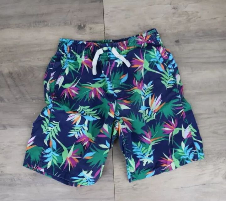 Lands End Boys Youth Size Large 10-12 Pull On Shorts Floral Hawaiian Navy Blue product image (1)