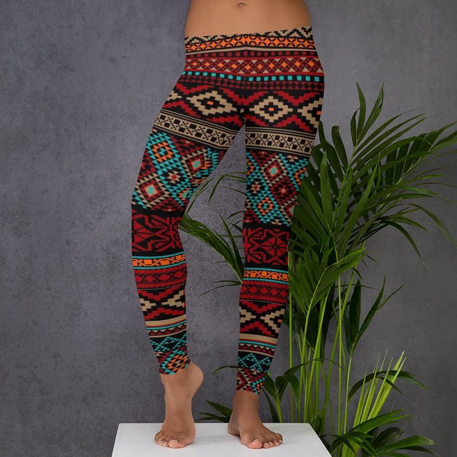 Boho Chic Aztec Print Leggings: Vibrant Southwestern-Inspired Women's Activewear product image (5)