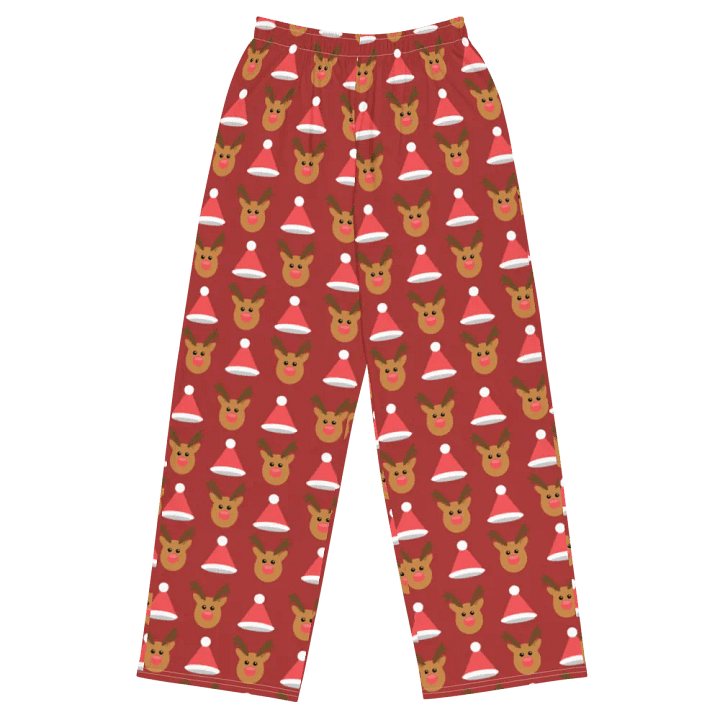 Festive Reindeer & Santa Hat Wide-Leg Pants product image (1)