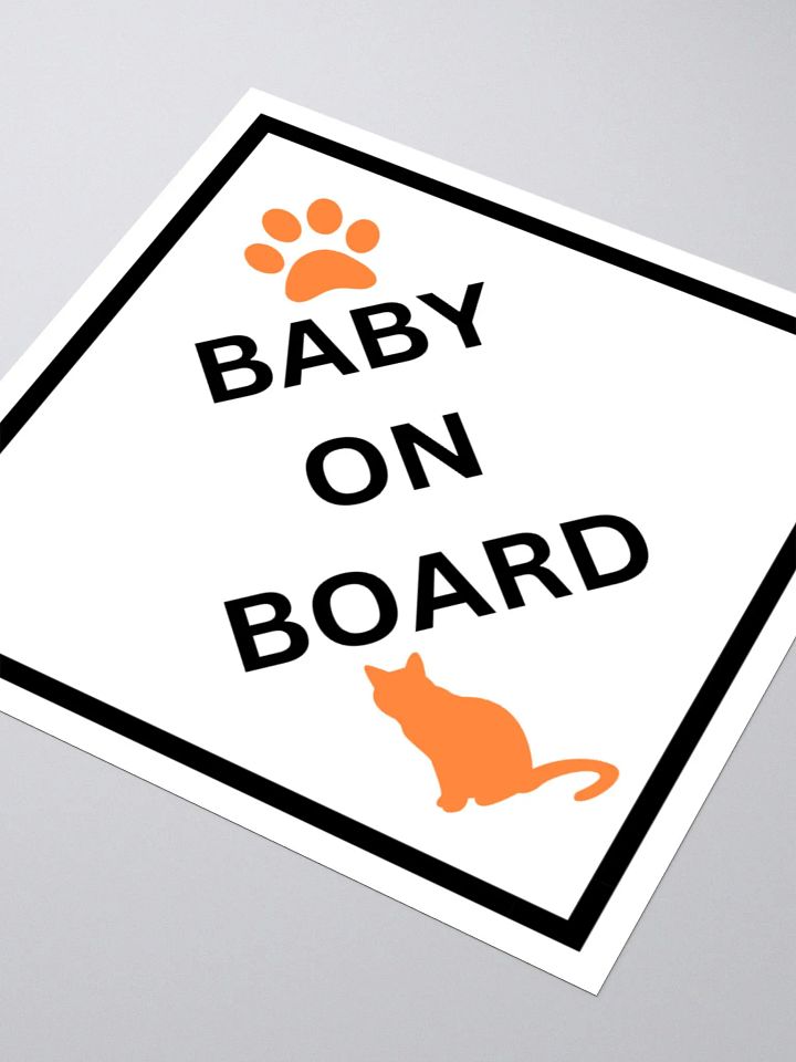 Cat Baby on Board Sticker - Orange on White product image (1)