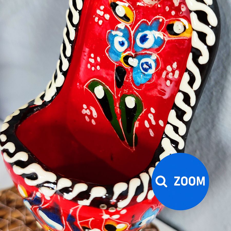 Ceramic wall decor, shoes (Terlik, red) — handmade pottery, handmade ceramic, home decor, handmade gift, Turkish ceramic product image (4)
