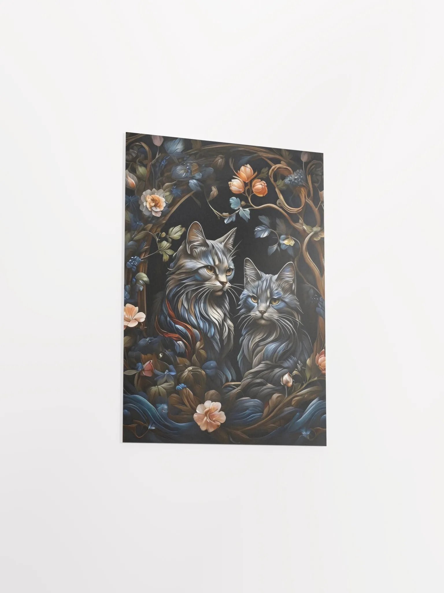 Regal Cats & Floral Art Poster product image (12)