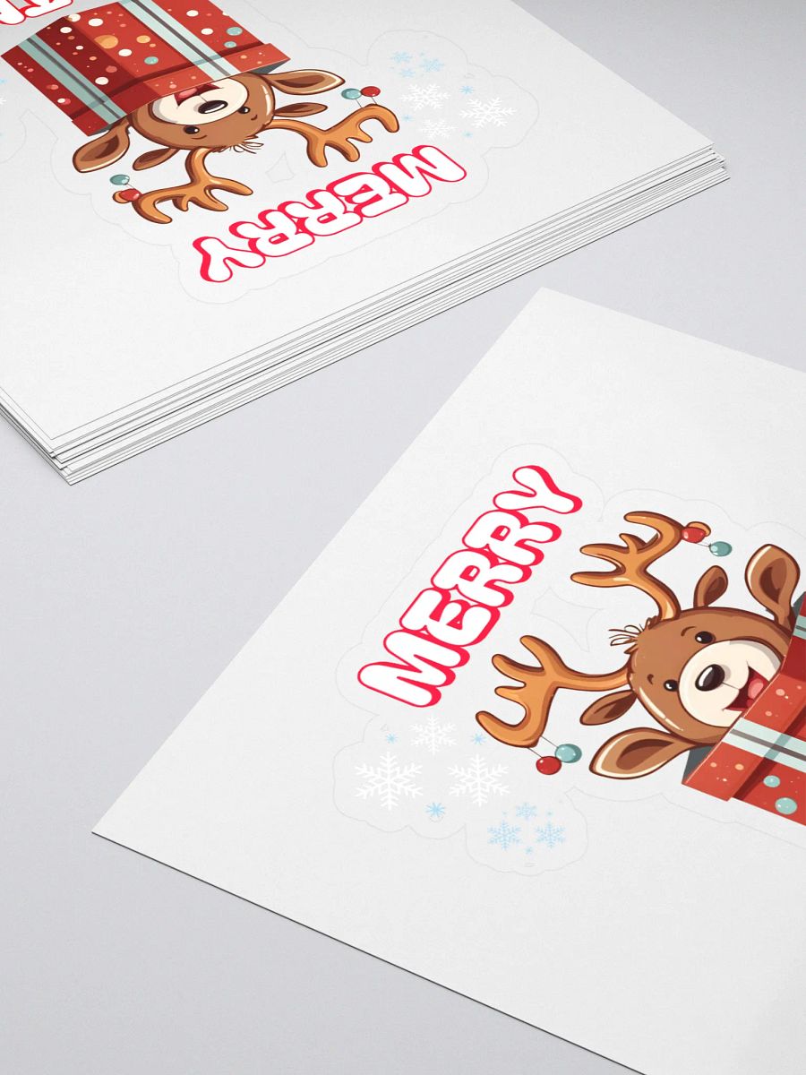 Adorable Baby Reindeer Wishing All A Merry Christmas Sticker product image (4)