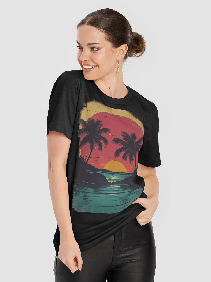 Retro Tropical Sunset (Black/White T-shirt) product image (8)