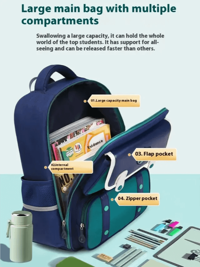 Student Schoolbag Spine Protection Burden Alleviation Backpack Water Repellent VIA Onlineshop product image (3)