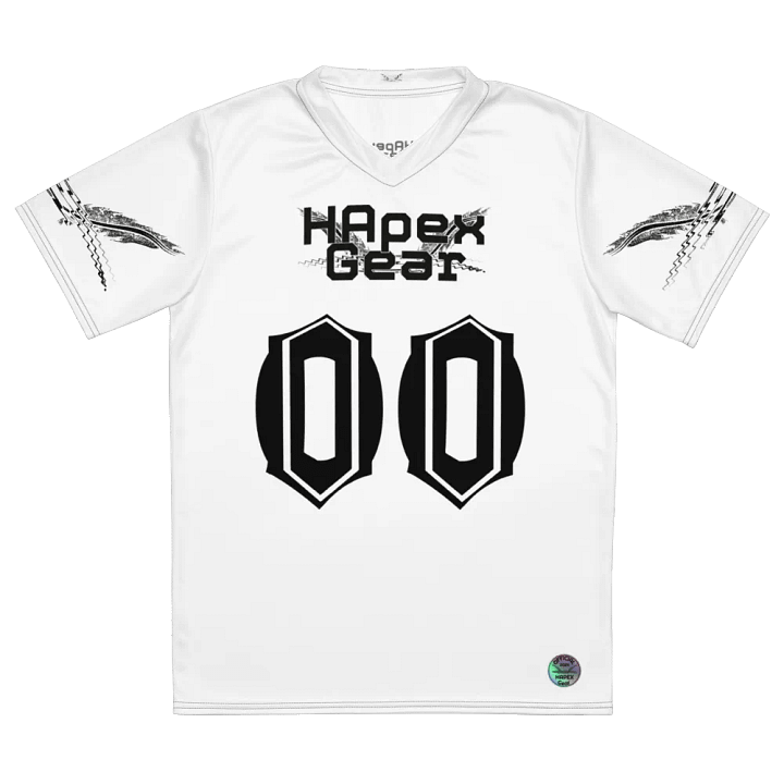 Recycled Unisex Sports Jersey - White - Black HApex Gear Black Logo product image (2)