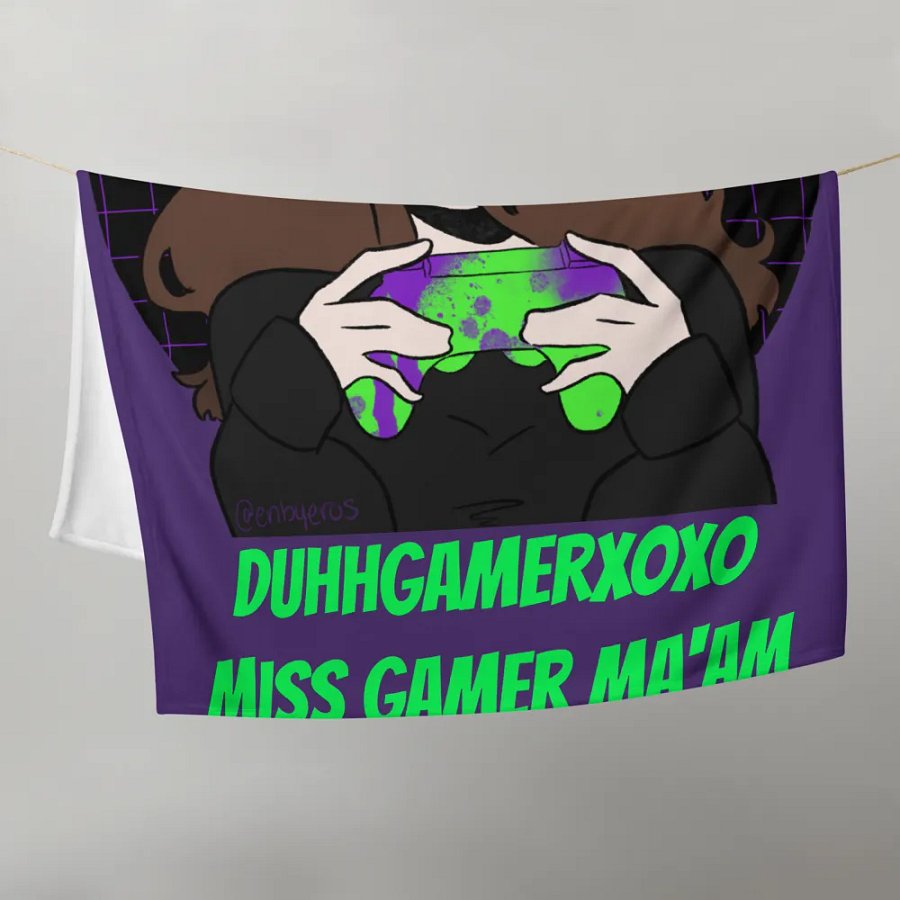 DuhhGamerXOXO/Miss Gamer Blanket - Purple w/ Green Text product image (10)