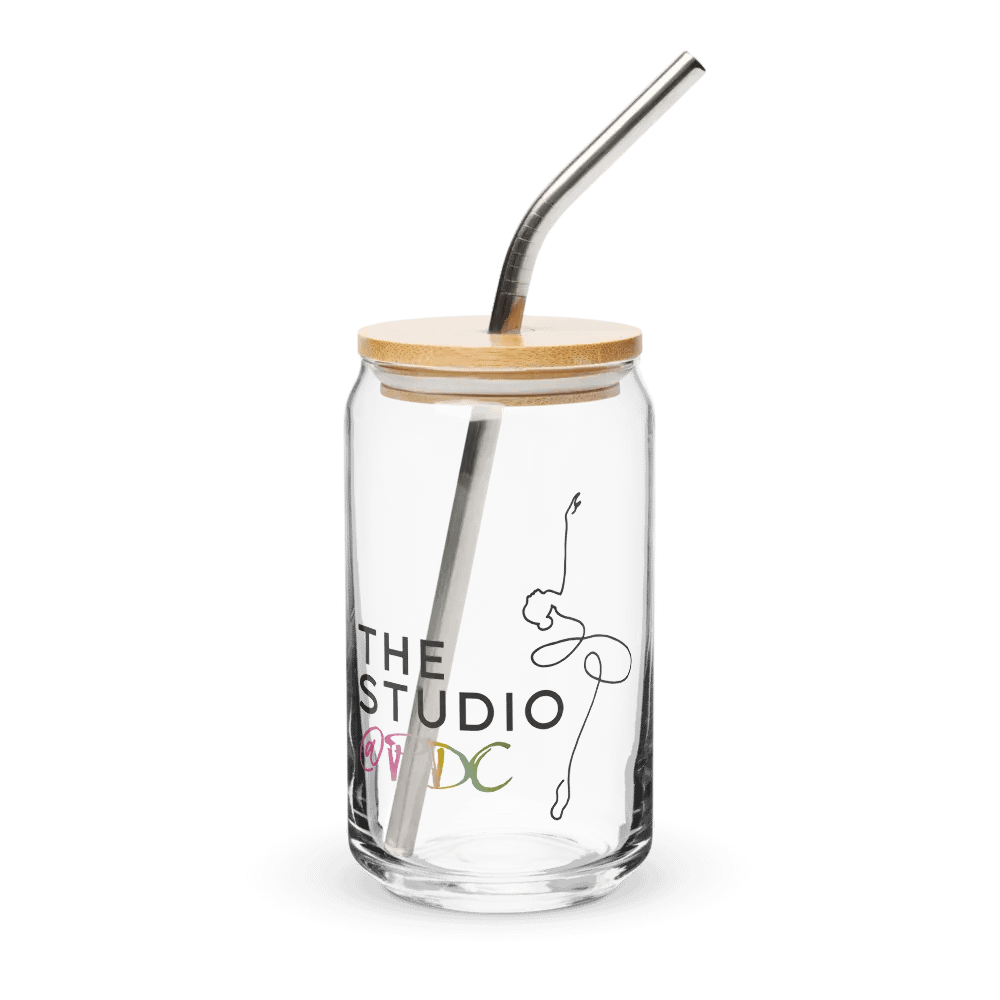 Can Shaped Glass with Lid and Straw | Studio Logo product image (1)