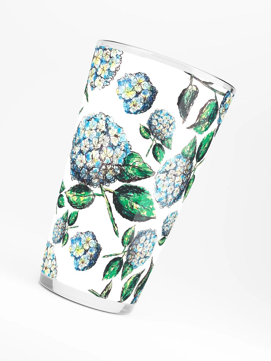 Blue Hydrangea Blooms | Coastal Garden Elegance | Shaker Pint Glass by Monique Faella Designs™ Sip in Blooming Blue 💙🌿🍹 product image (6)
