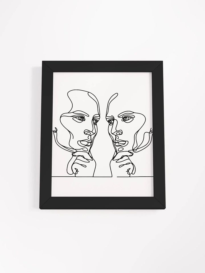 Two Male Thoughtful Faces Line Art Framed Poster product image (7)