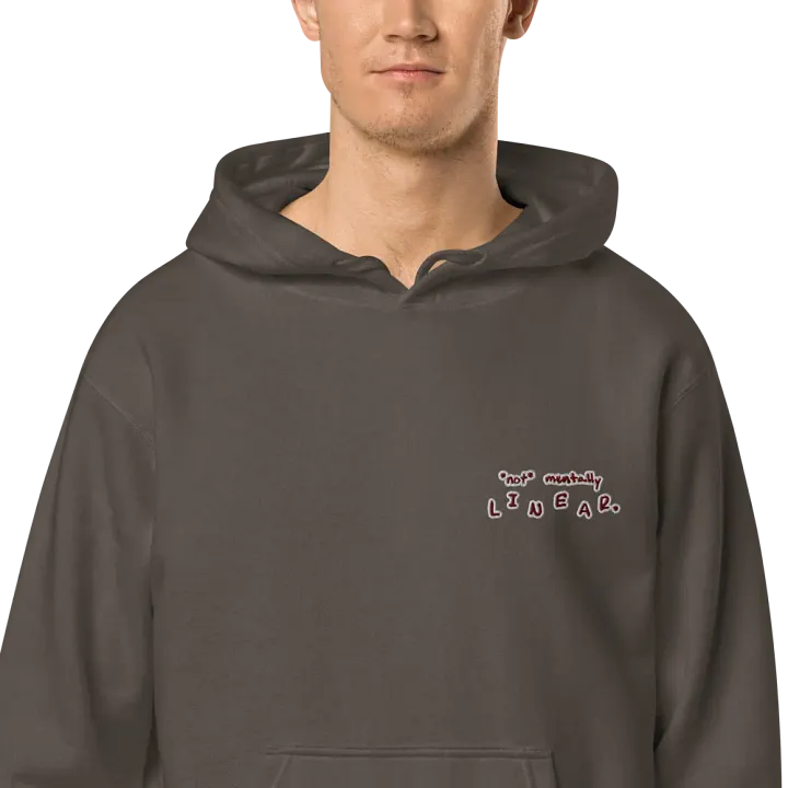 *not* mentally linear (L.C. maroon bubble design) embroidered pigment hoodie product image (1)