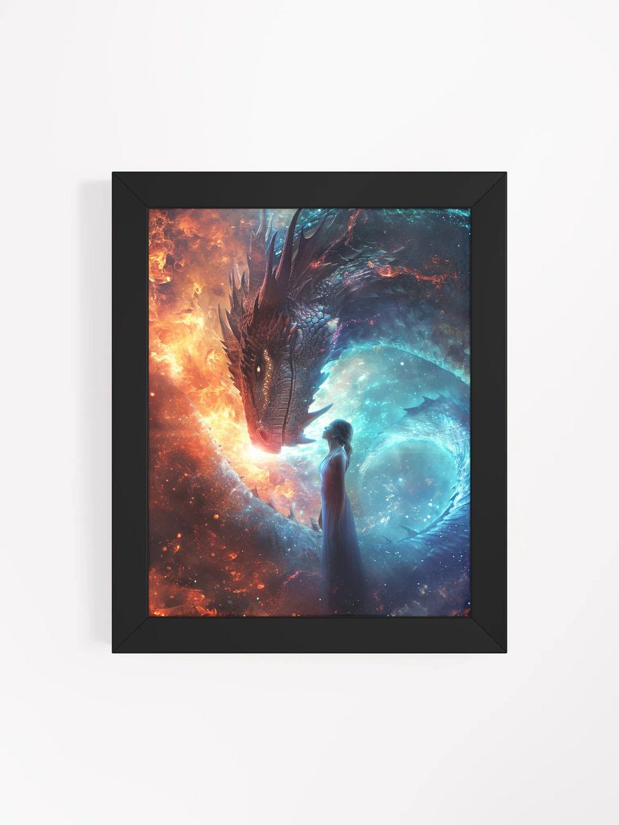 Girl connecting with her dragon 02 - Framed High Quality Matte Poster product image (22)