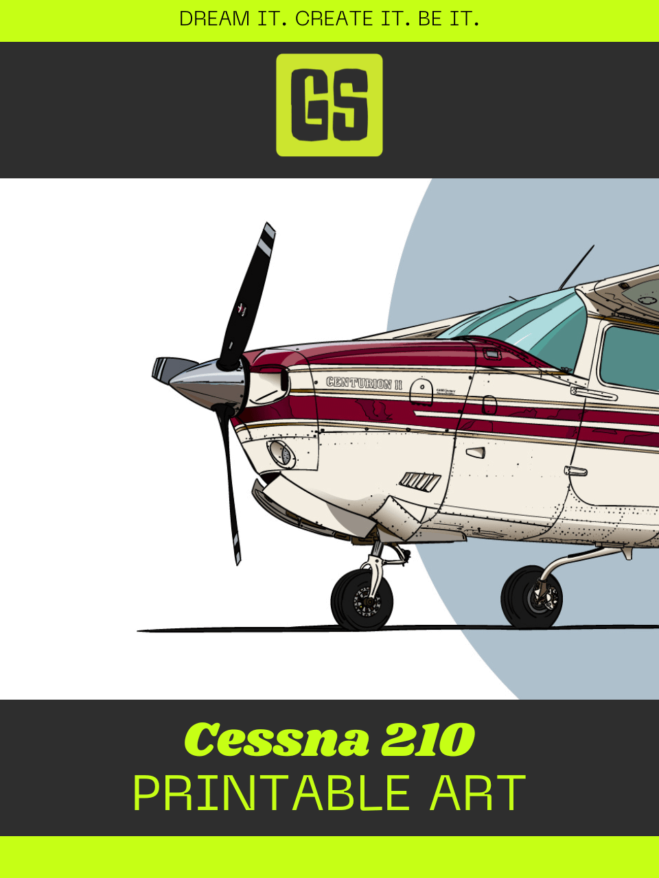 Cessna 210 Centurion ZS-KYJ Digital Printable Aviation Art Square Size Perfect Gift for Pilots & Enthusiasts product image (5)