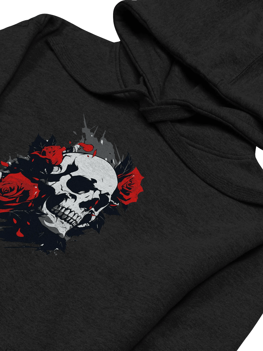 Rose-Adorned Skull Front Printed Hoodie product image (2)