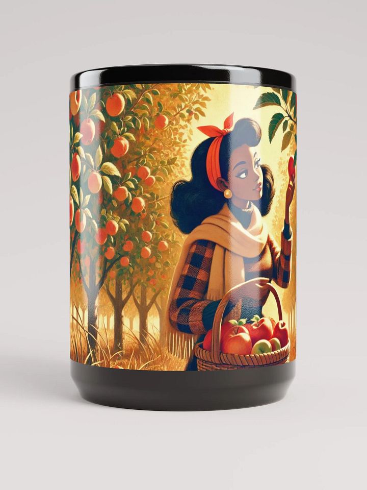 Fall Apple Harvest Coffee Cup - 15 oz Glossy Black Mug product image (1)