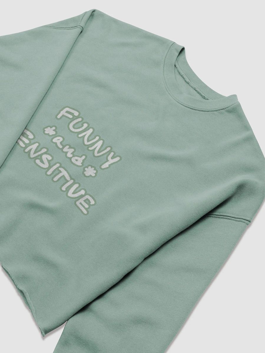 FUNNY *and* SENSITIVE (lined design, #96B697) women’s fleece crop sweatshirt product image (13)