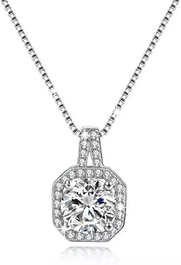 Lab Created AAA CZ Necklace 2 Carat Brilliant Cut Solitaire pendant S925 Single product image (3)