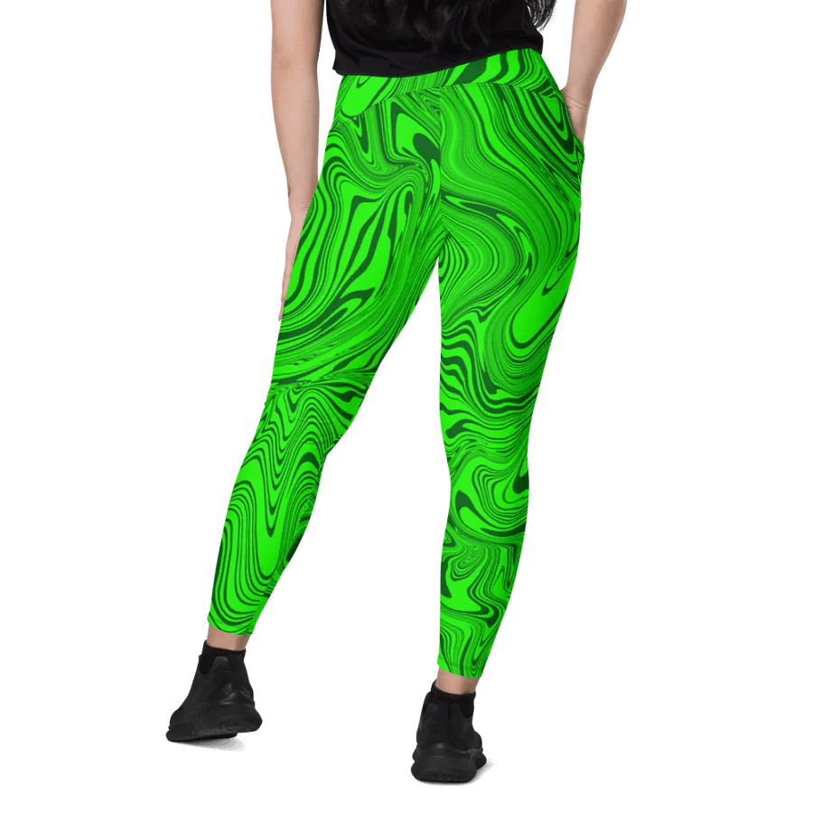 Leggings with Pockets - Abstract Green Swirls product image (12)