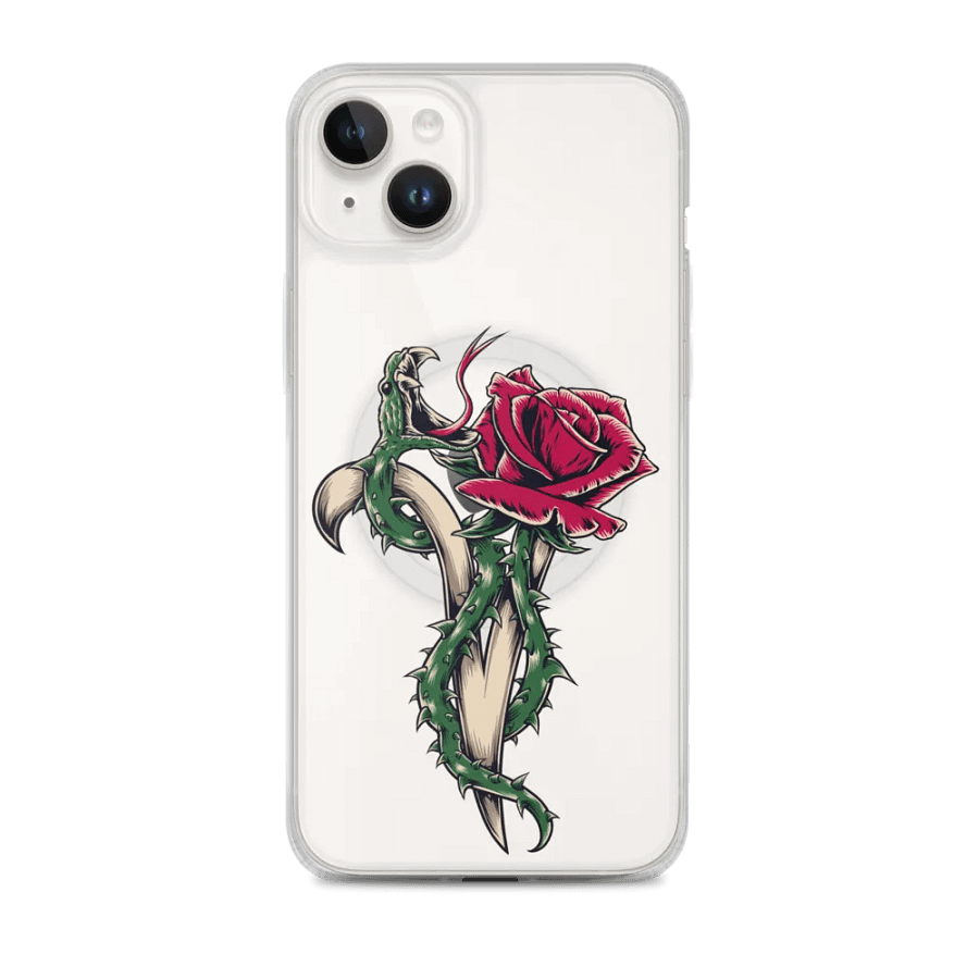Red V-Rose Clear iPhone Case product image (1)