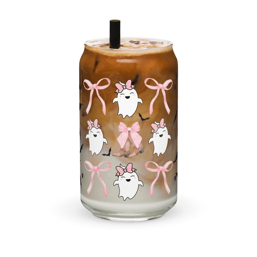 Spooky Ghost Halloween coquette pink bow Glassware Set product image (36)