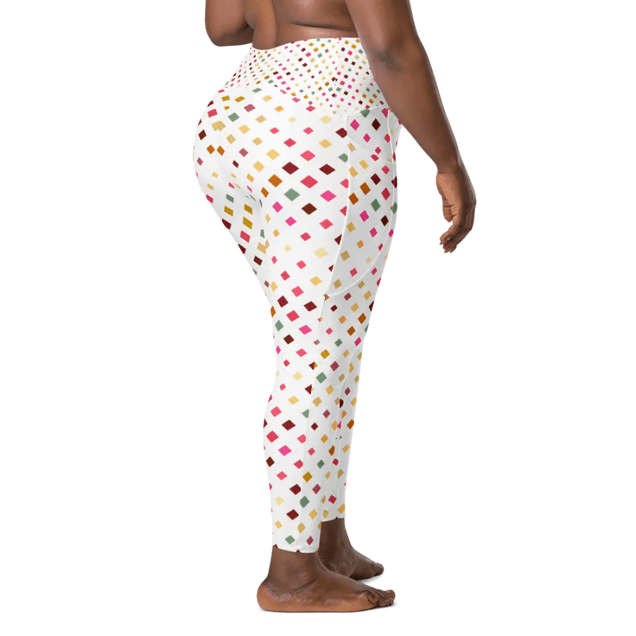 Colorful Square Pattern Design Leggings with Pocket - v7 product image (3)