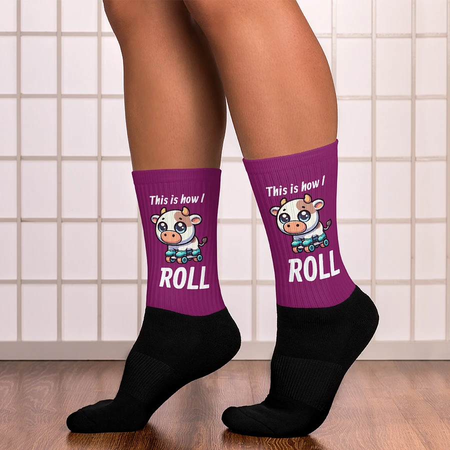 Rollerblading Cow Funny Socks product image (15)