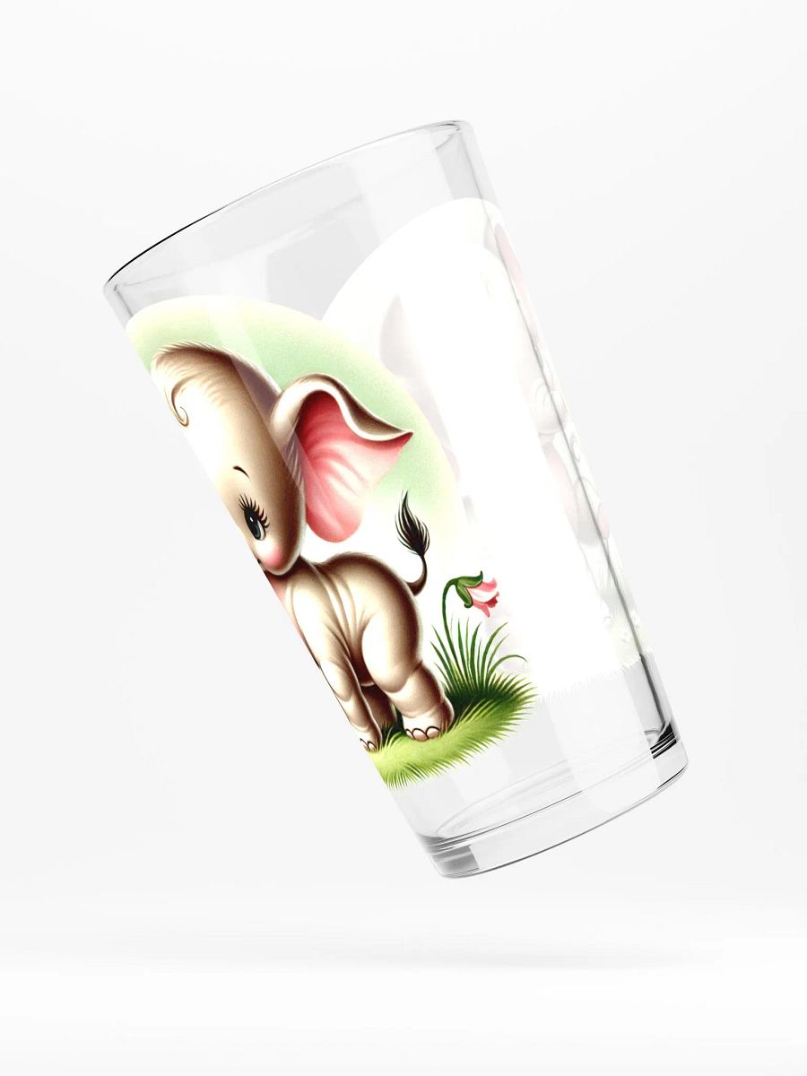 Baby Elephant with Flowers 16 oz Glass - Retro Glassware product image (4)
