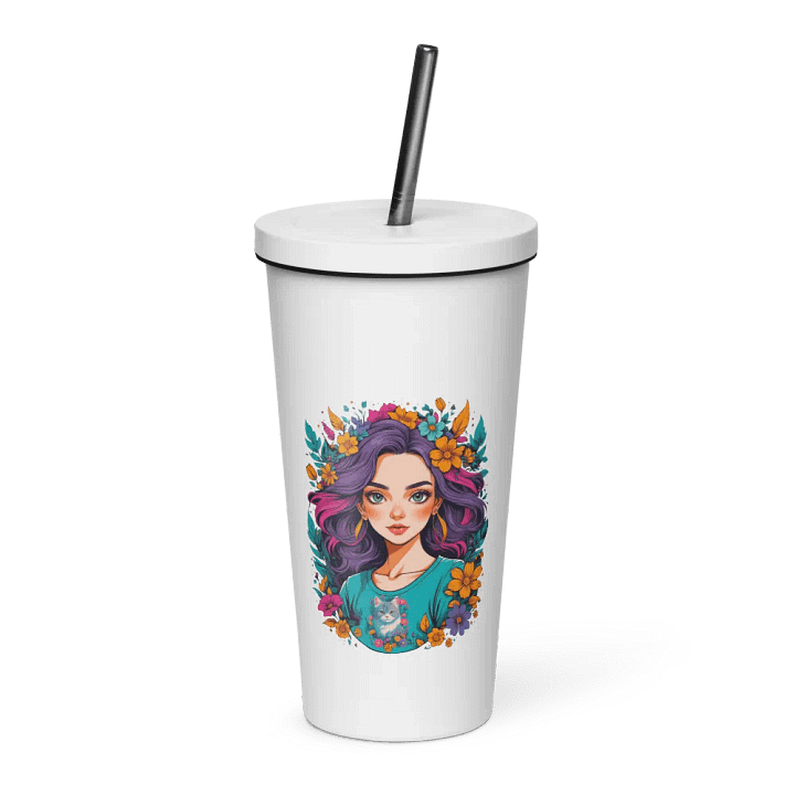 Bloomcore Flower Girl 20 oz Tumbler Cup - White - Insulated Tumbler with a Straw - v2 product image (1)