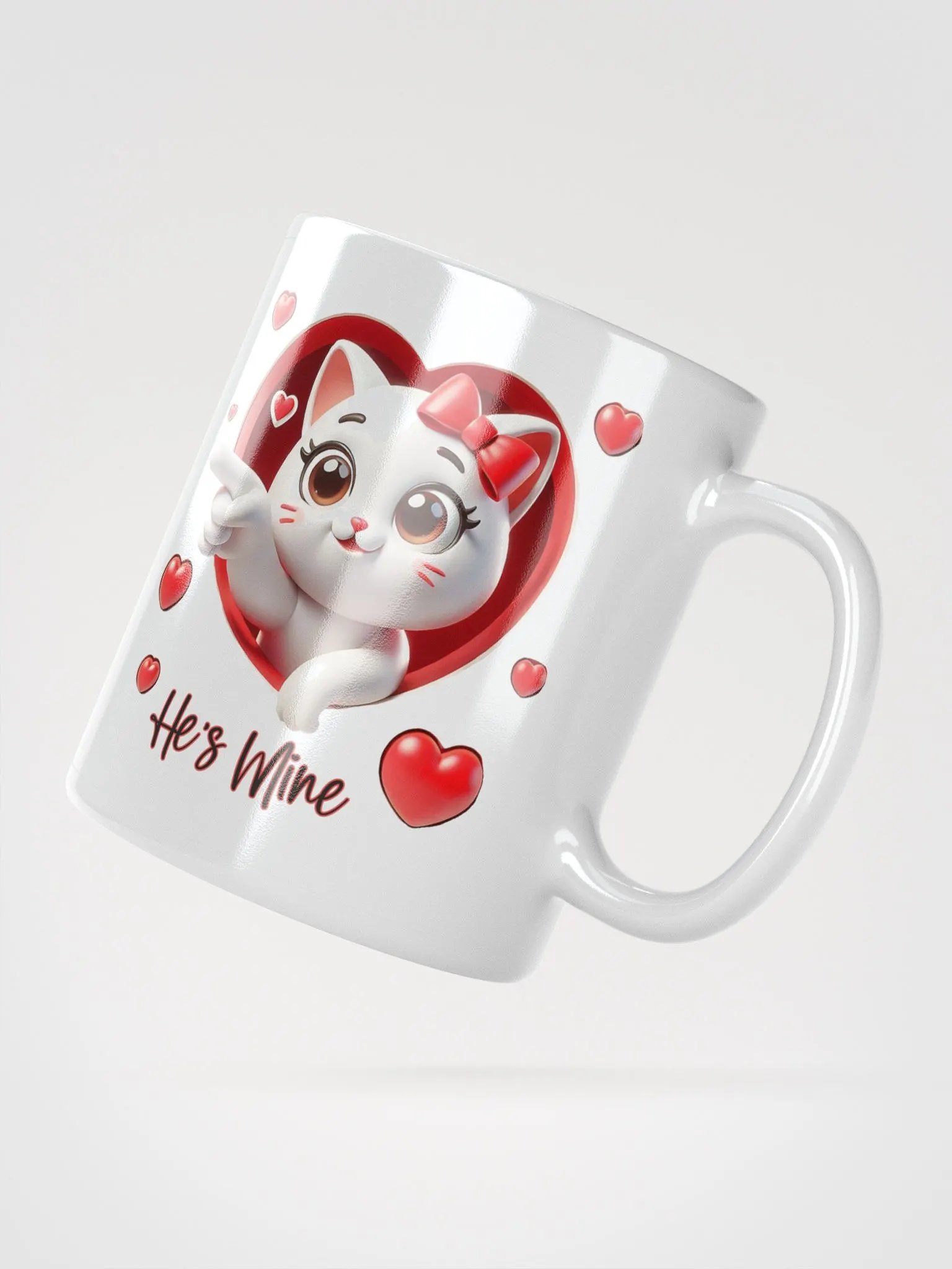 Cute Cat Heart Mug Purrfect Love "He's Mine!" product image (2)