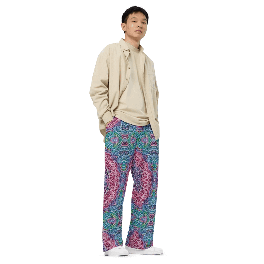 Blue Red Snowflake Kaleidoscope Wideleg Pants product image (3)