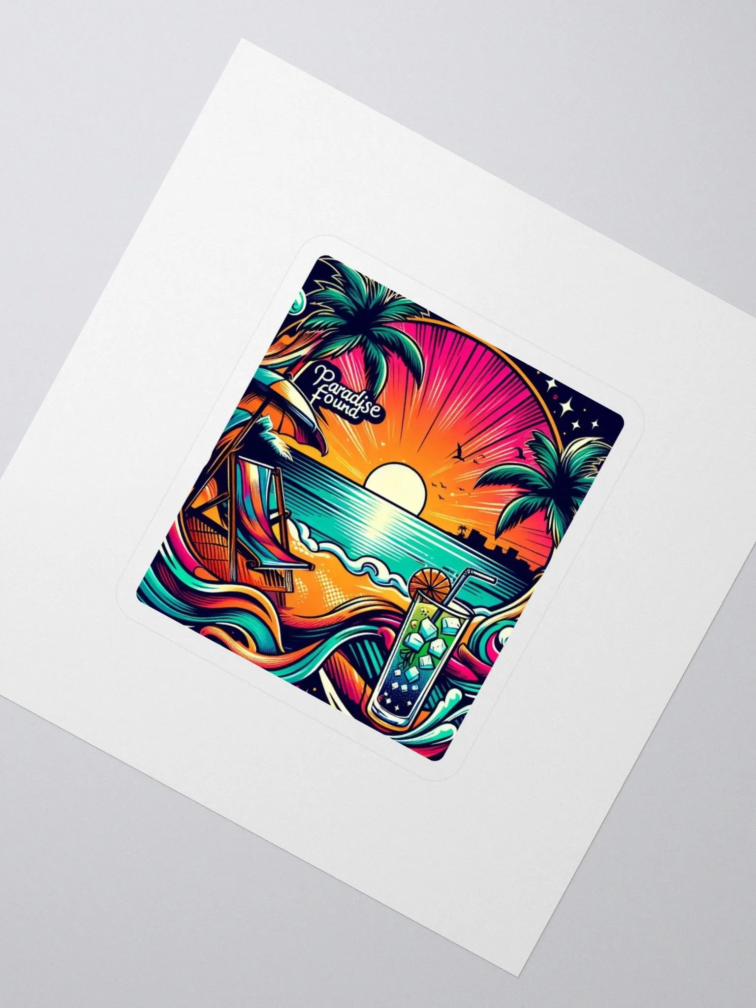 Tropical Sunset Kiss Cut Stickers product image (2)