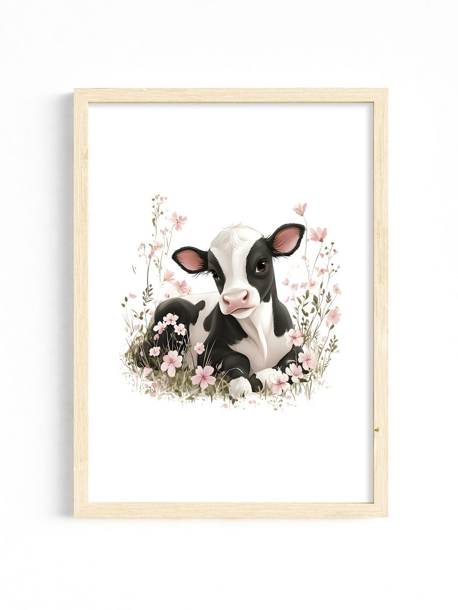 Holstein Cow in Pink Florals Farm Print product image (33)
