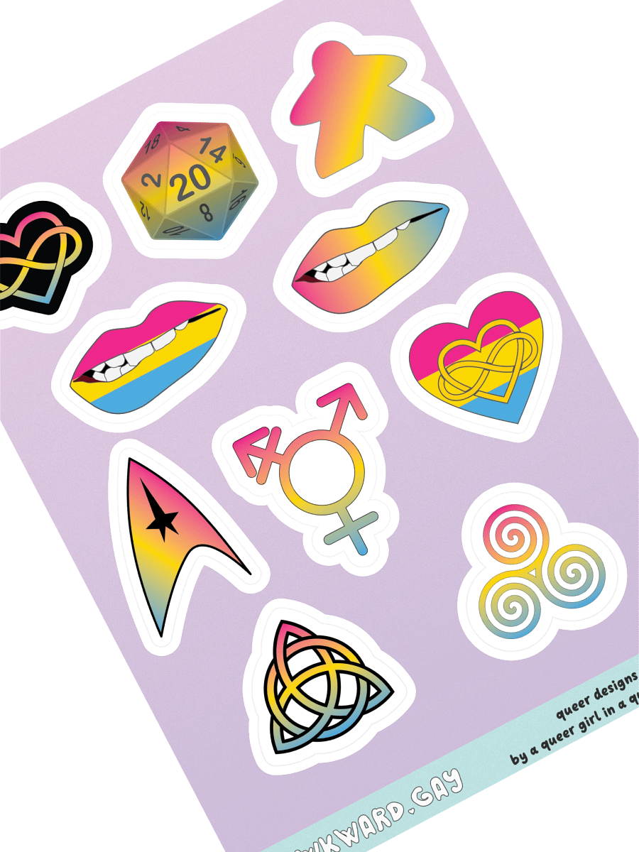Pansexual Pride Mixed Designs Sticker Sheet product image (1)