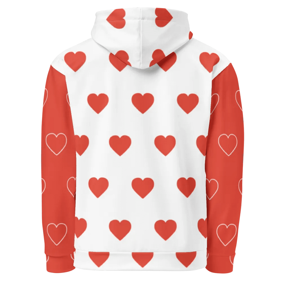 Lingling Kwong Heart Design Unisex Hoodie (Red & White) product image (9)