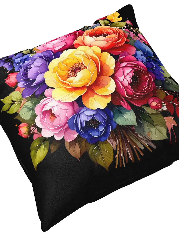 Columbia Road Market Floral All-Over Print Pillow (Black) product image (2)