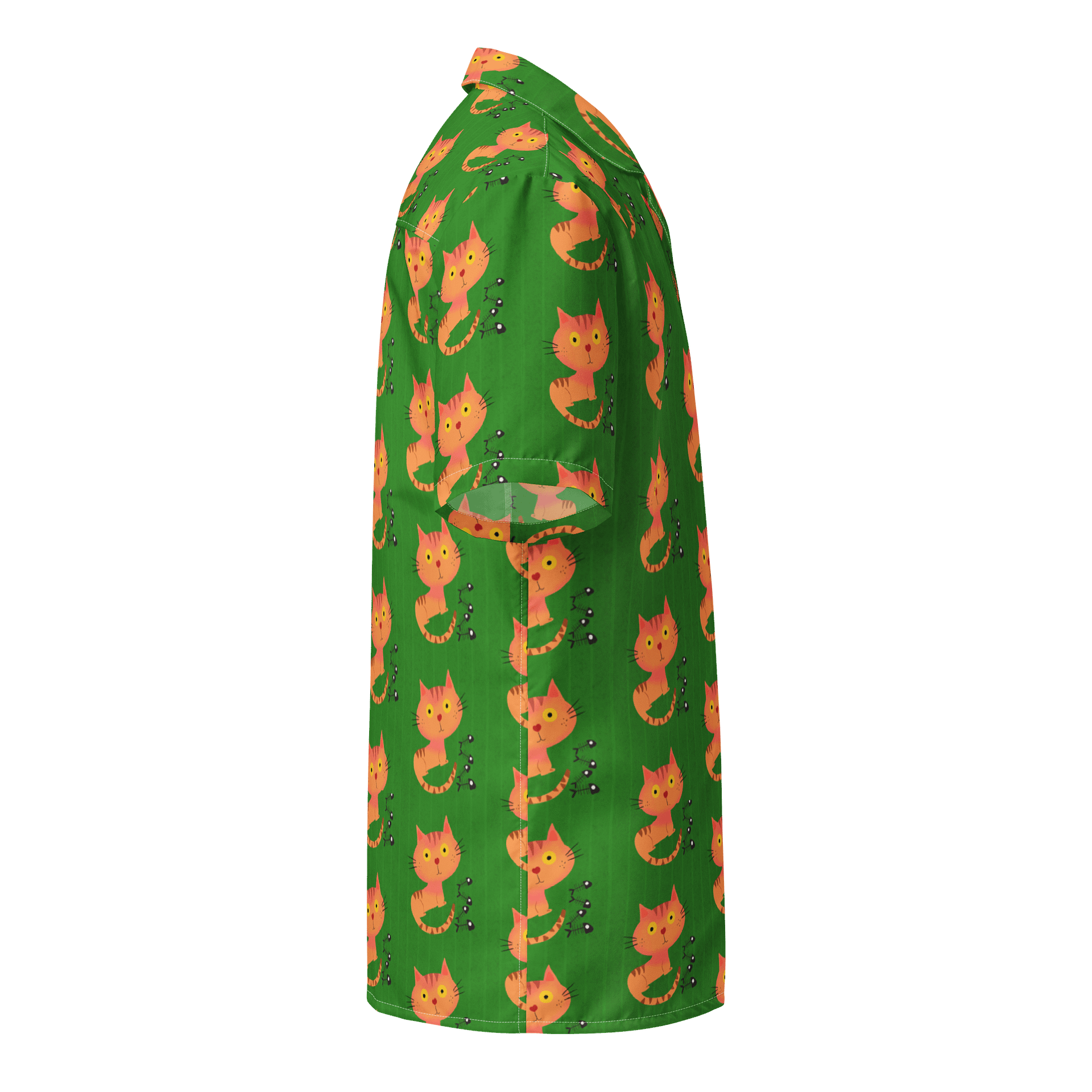 Feasting Ginger Kitty Button-Down Hawaiian Shirt - Spring Green product image (4)