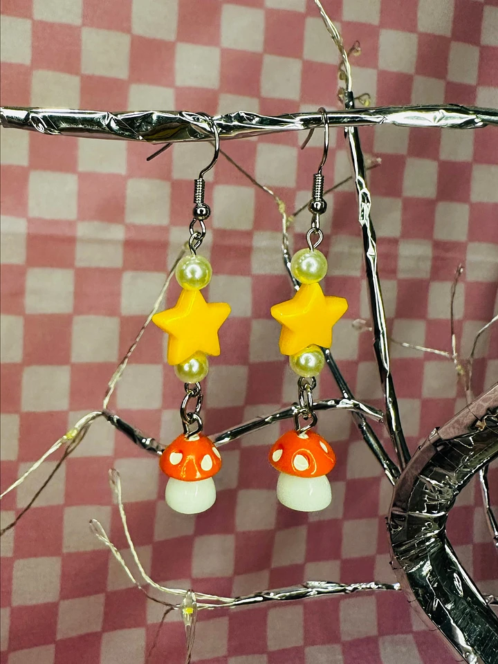 Orange Mushroom Star Pearl Earrings product image (1)