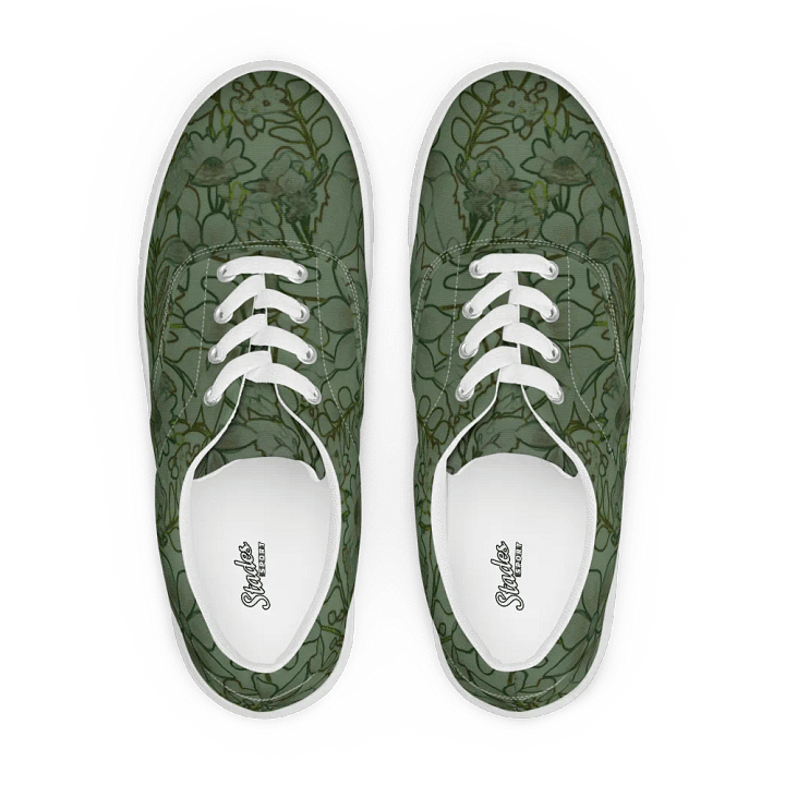 Line art Green and Dark green Floral/Women's Lace-Up Canvas Shoes by Allcolor product image (1)