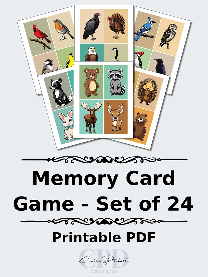 Printable Memory Card Game - Woodland Animals And Birds Bundle product image (1)