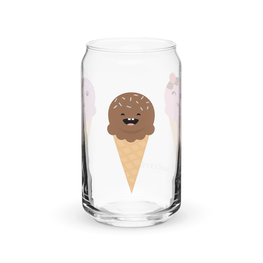 3 Ice Cream Cone Characters on Can Shaped Glass product image (5)