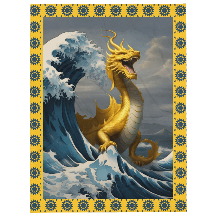 Dragon and the Wave/Throw Blanket by Allcolor Sublimation by PRINTFUL product image (1)